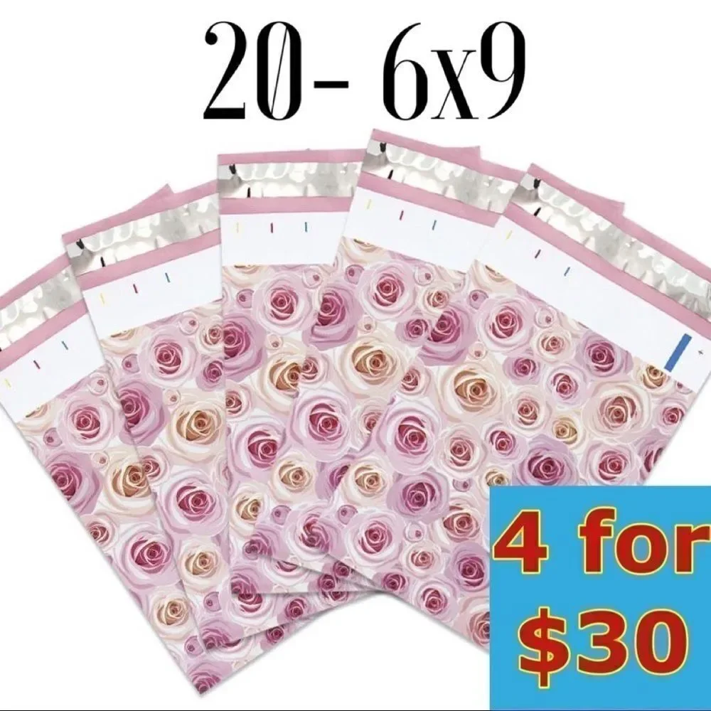 20- 6x9 Rose Print Poly Mailers